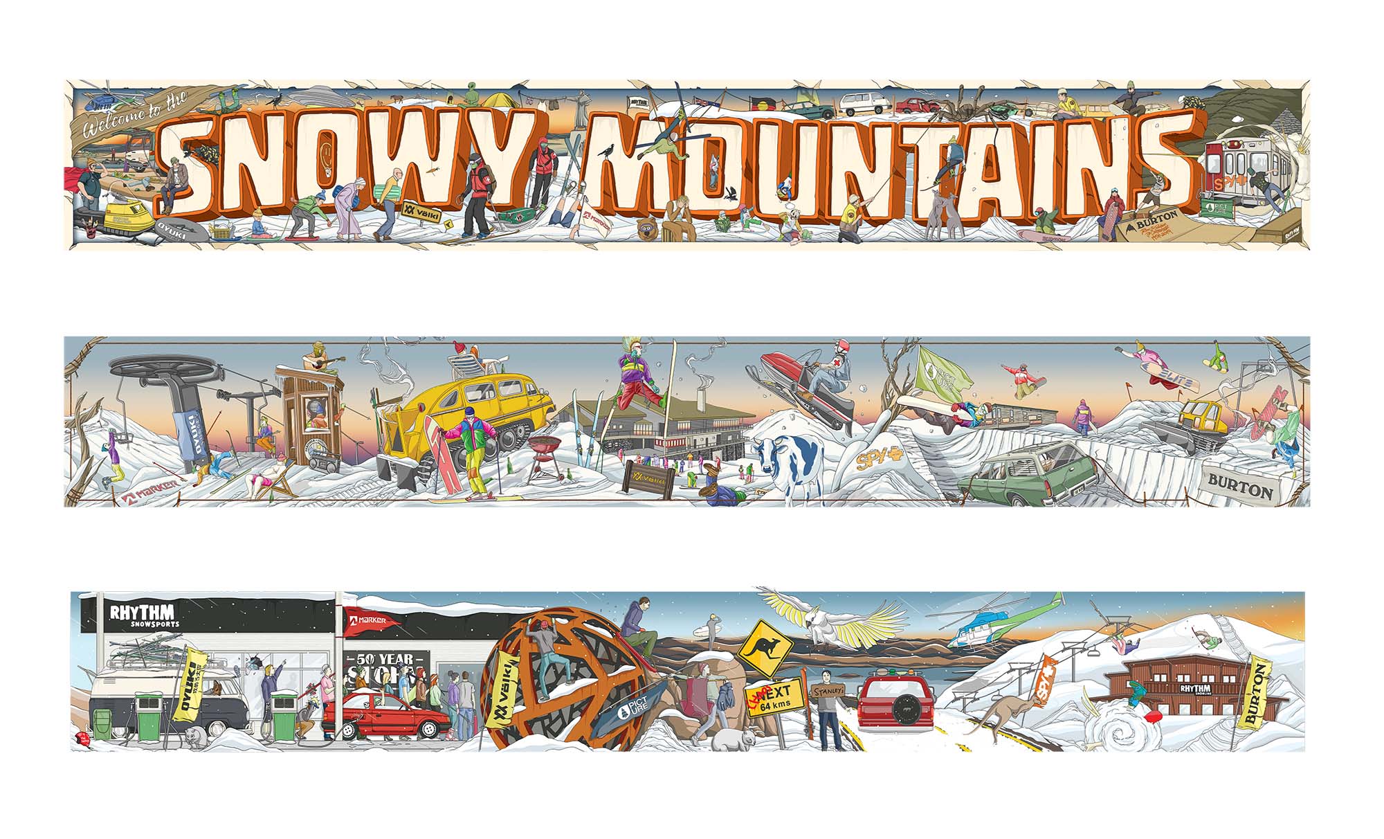 Mike Shankster - Rhythm Snowsports - Building Banner Illustrations