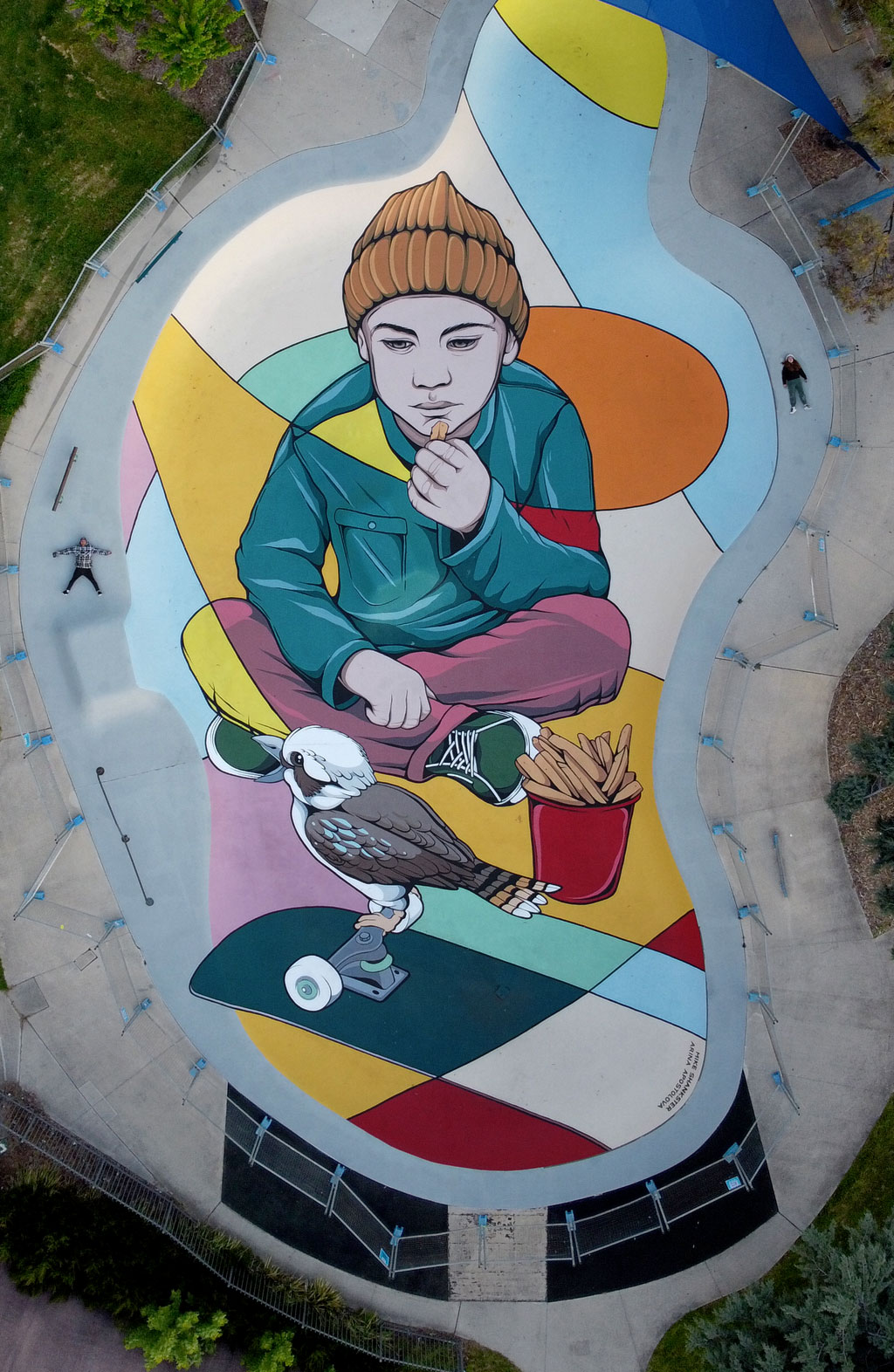 Queanbeyan Skate Park Aerial Queanbeyan youth centre mural near Canberra