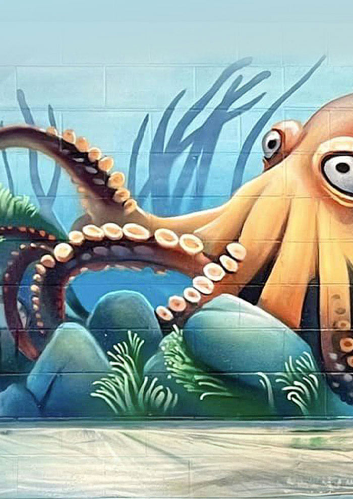 Aquatic pool mural inside Pete’s Swim School in Queanbeyan